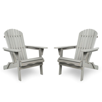 Outdoor Gray Furniture - Folding Chair With Embossing Solid Wood Lounge Look