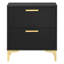 Ensemble de chambre à coucher Harlow noir Queen 3 pièces avec lit en velours capitonné, commode et table de chevet