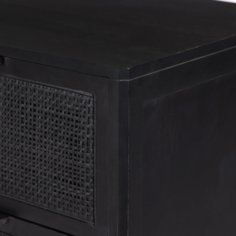 Sydney 6 Drawer Dresser, Black Wash/Black Cane