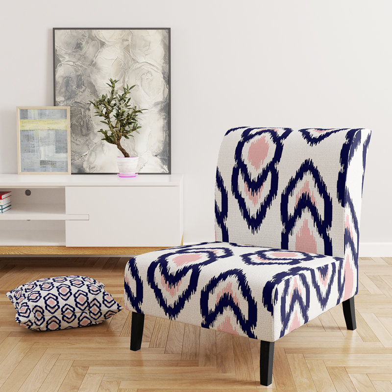 Fauteuil de chambre d'appoint rembourré à motifs rose et noir Ikat Ogee