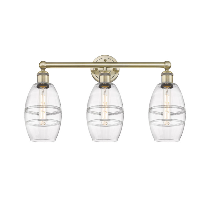 Kusham 3 - Light Dimmable Vanity Light, Clear, Antique Brass