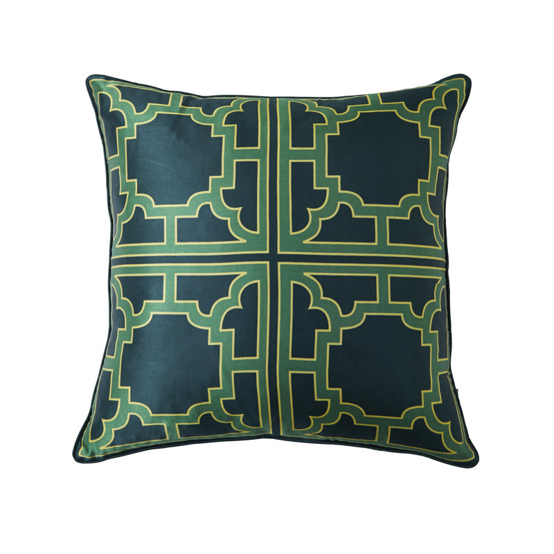Manette Geometric Feather Throw Pillow, Green
