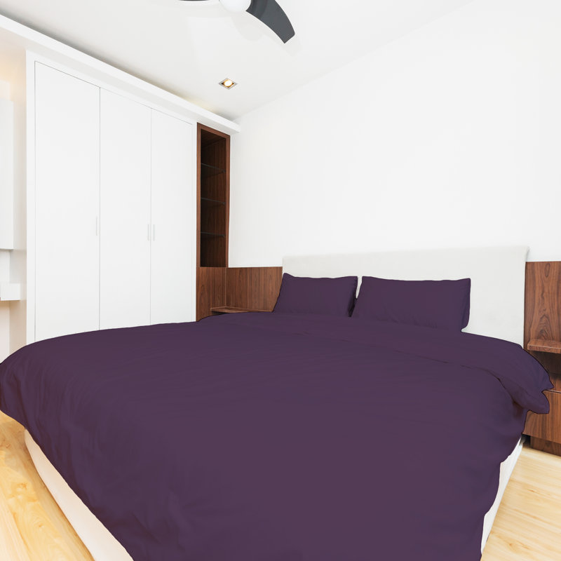 Microfiber Sheet Set, King Sheet Set + Fitted Sheet + 2 Pillowcases, Eggplant