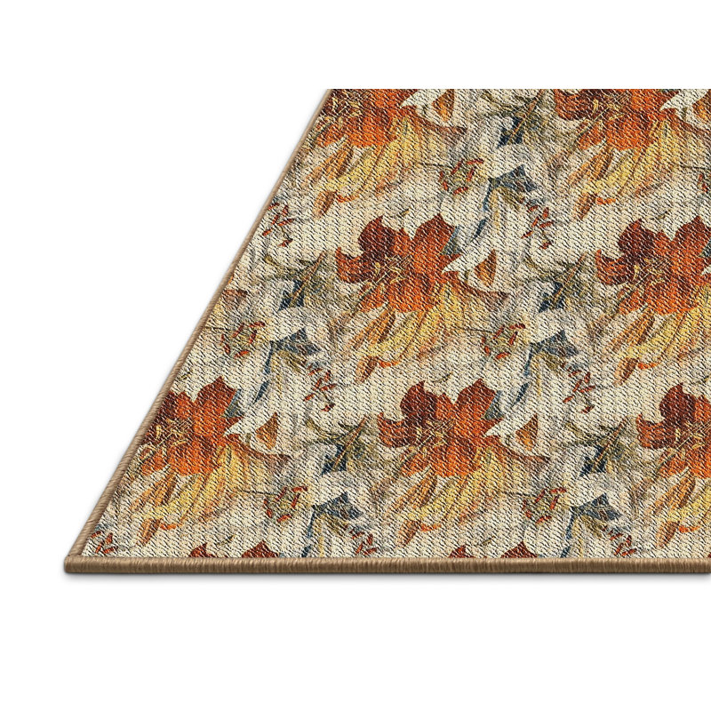 Tapis brun à motif/orange/beige Hans, Rectangle 8 pi x 10 pi