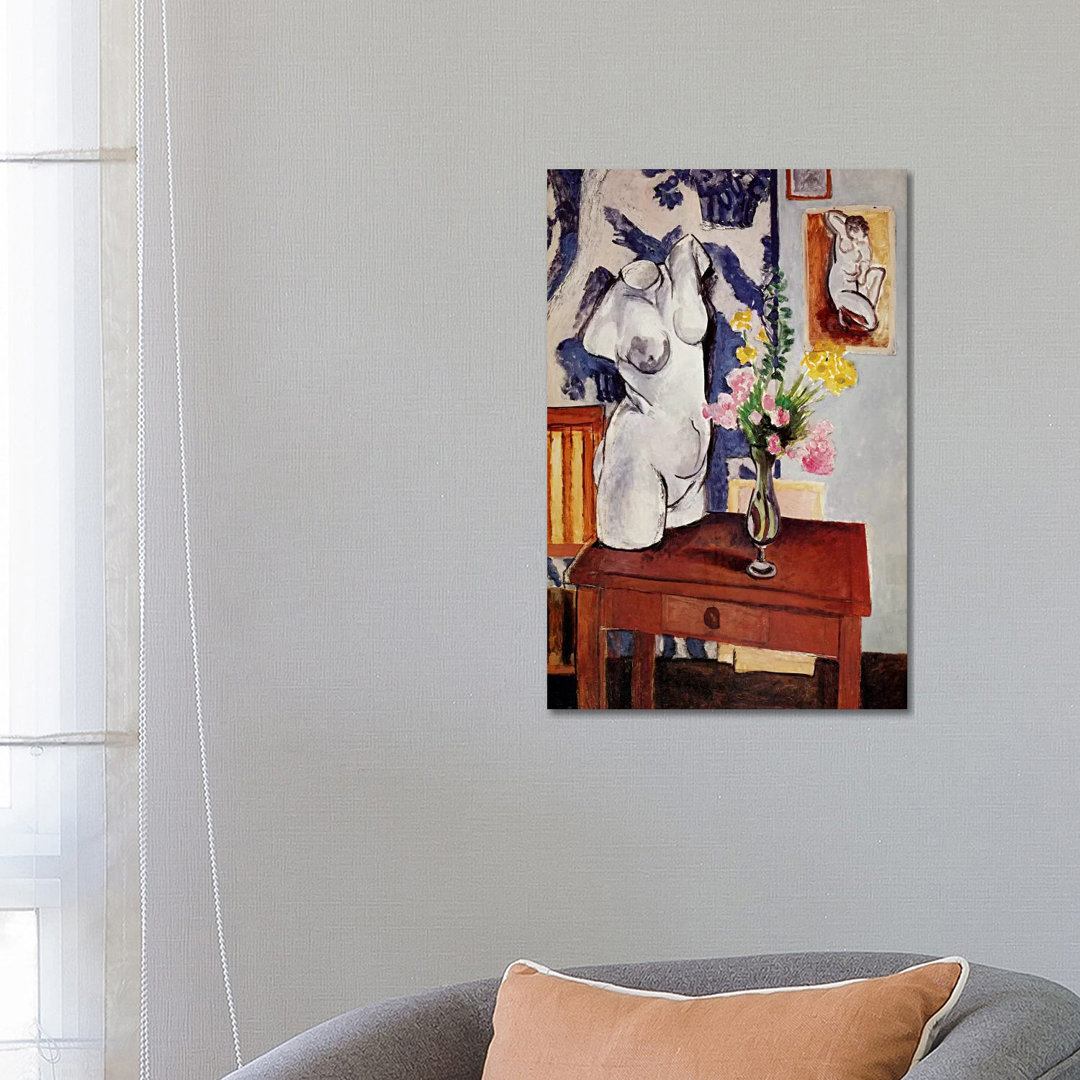 Plaster Torso and Bouquet of Flowers by Henri Matisse - Wrapped Canvas Painting