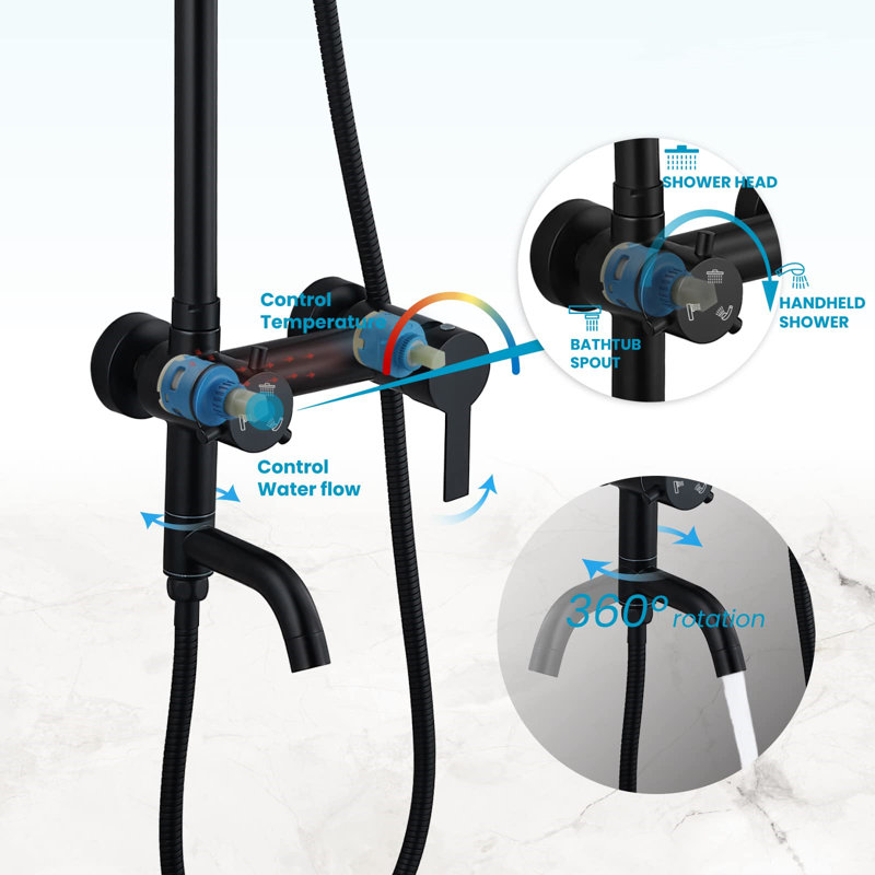 Matte Black Stainless Steel Dual Function Outdoor Shower