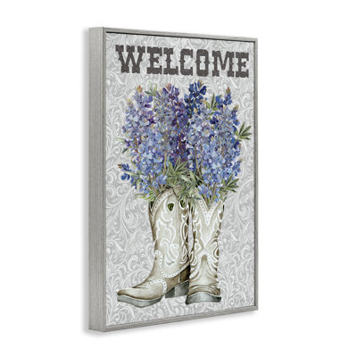 Welcome Bluebonnet on Paisley Framed Giclee, design by Cindy Jacobs