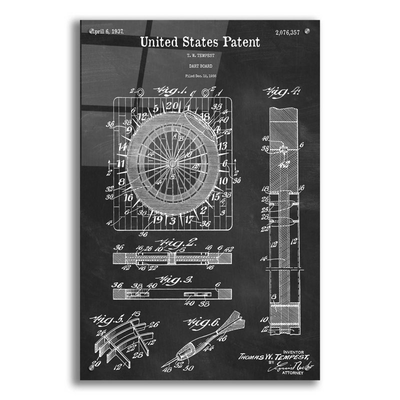 «Darts Game Blueprint Vernis», impression sans cadre, H 36 po x l 24 po x P 0,2 po