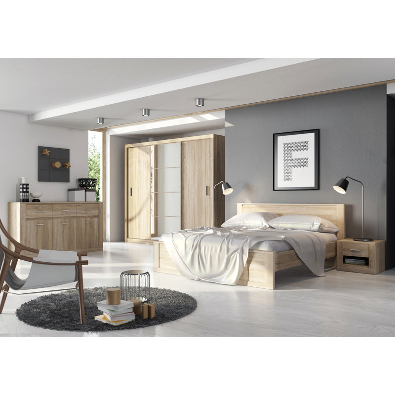 2 Door Sliding Wardrobe, Oak Shetland