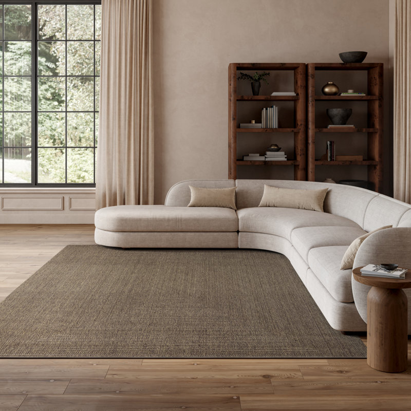 Cascio Geometric Indoor/Outdoor Area Rug, Rectangle 10' x 14', Brown