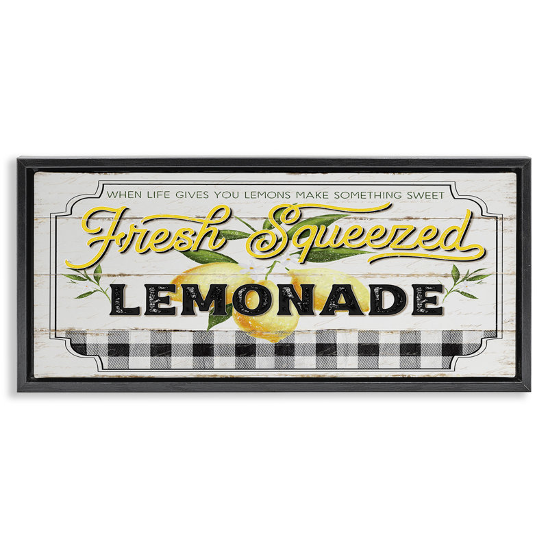 Charmante limonade rustique encadrée dorée, art mural par Jennifer Pugh, Cadre flottant noir de jais, H 17 po x l 21 po