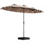 Double parasol avec grand abat-jour pour plage - tissu de cour arrière taupe 15 pi