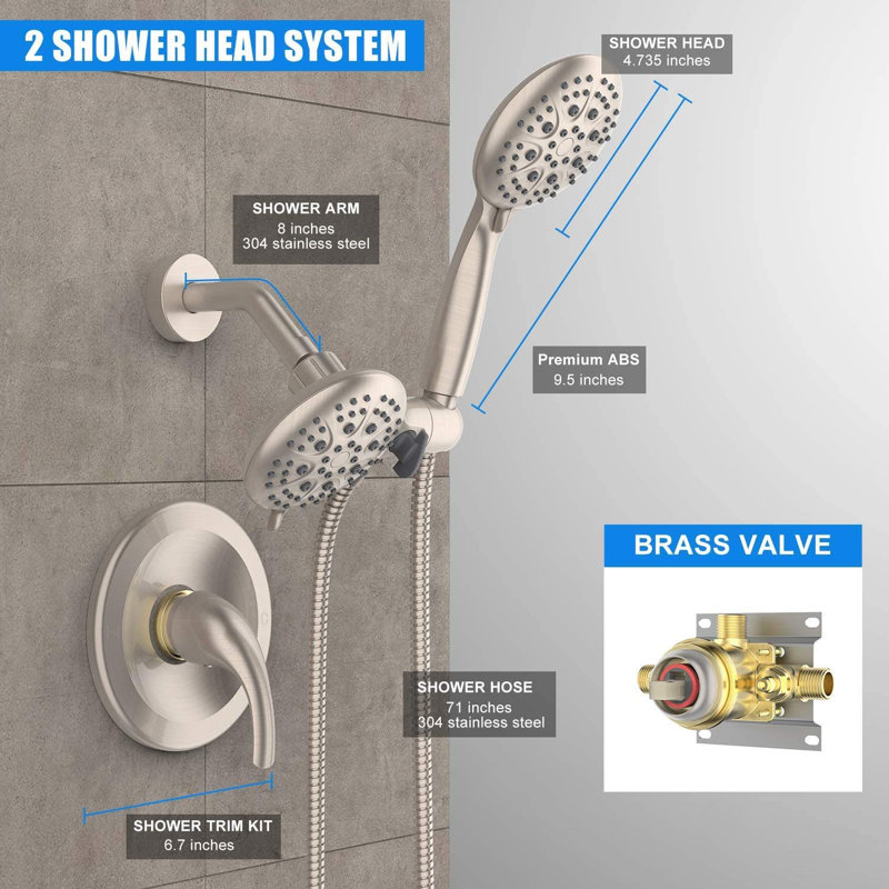 All-In-One Kit with Rough in-Valve, Brushed Nickel