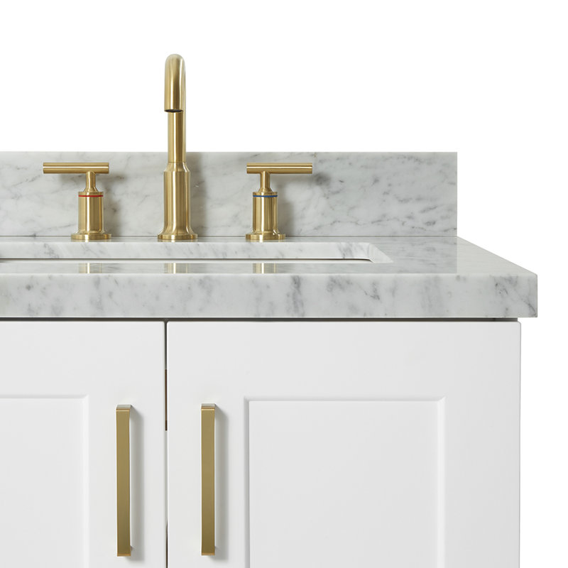ARIEL TAYLOR 37 IN LEFT OFFSET RECTANGLE SINK VANITY, White, Rectangle, Right 