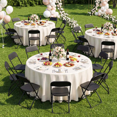 Plastic Stackable Folding Chairs, Patio Garden Wedding Party Event Dining Chairs for Indoor Outdoor
