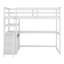 Lit mezzanine simple avec bureau en L, structure de lit mezzanine en bois avec tablettes et 2 tiroirs intégrés-1400104379