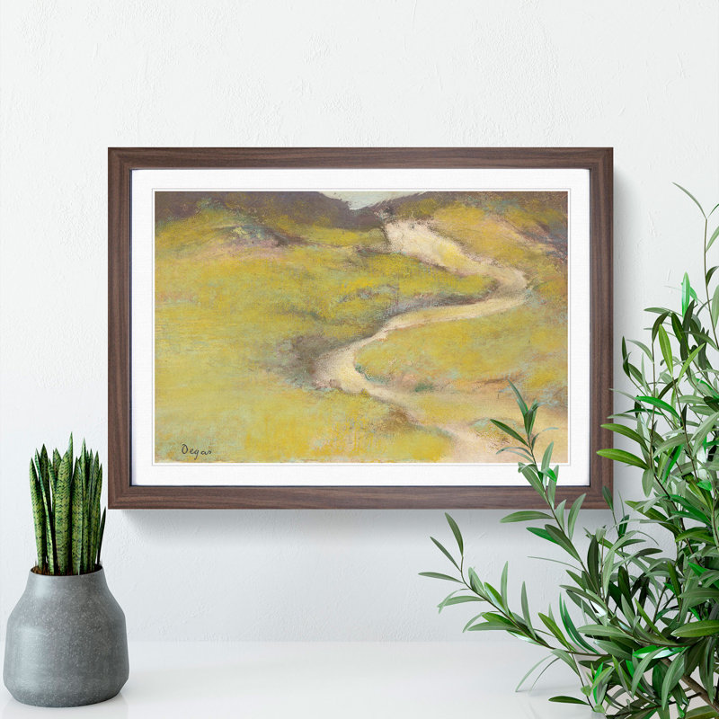 Pathway in a Field by Edgar Degas - Framed Print, 36cm H x 48cm W x 2cm D, Walnut Framed