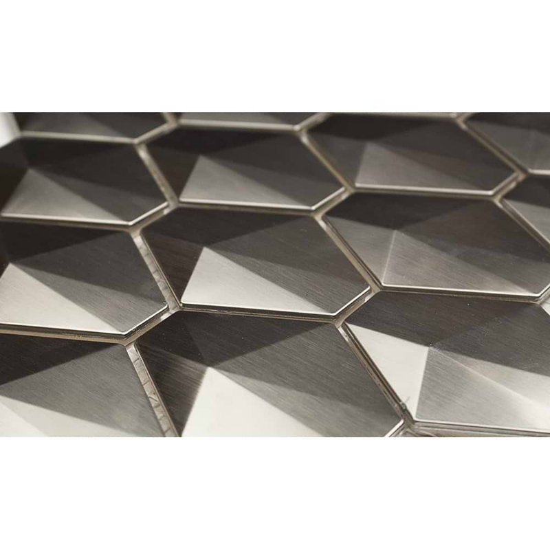 Terrapin 2x3 Geometric Polished Metal Mosaic Tile