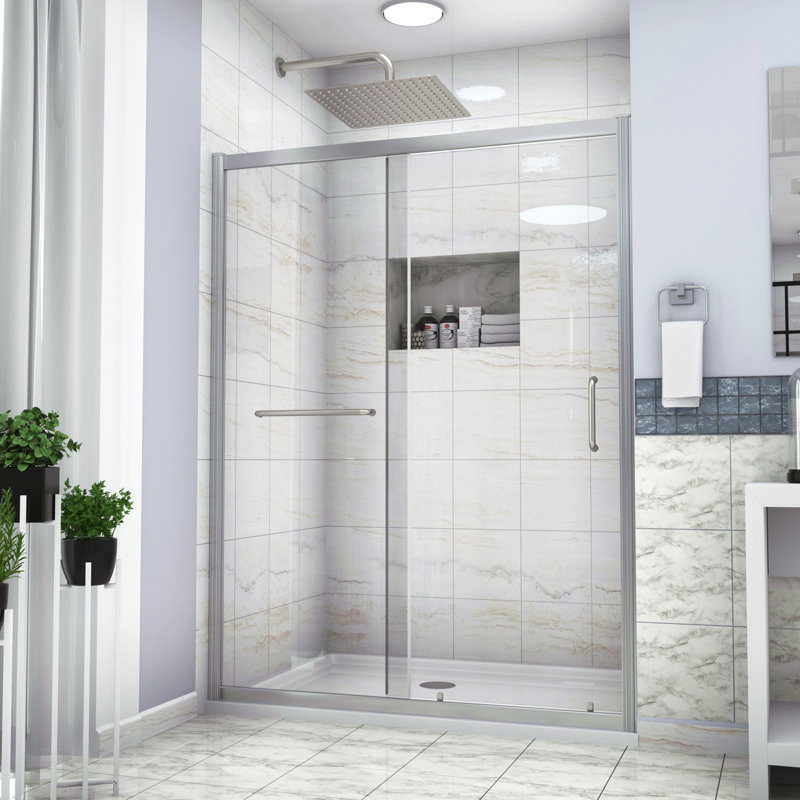 Shower Door 48" W X 72"H Single Sliding Bypass Shower Enclosure, 1/4 In. (6Mm), Chrome
