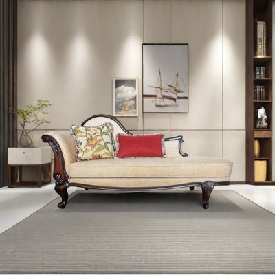 Comfort Fabric Chaise Longue with Solid Wood Frame by hennahome