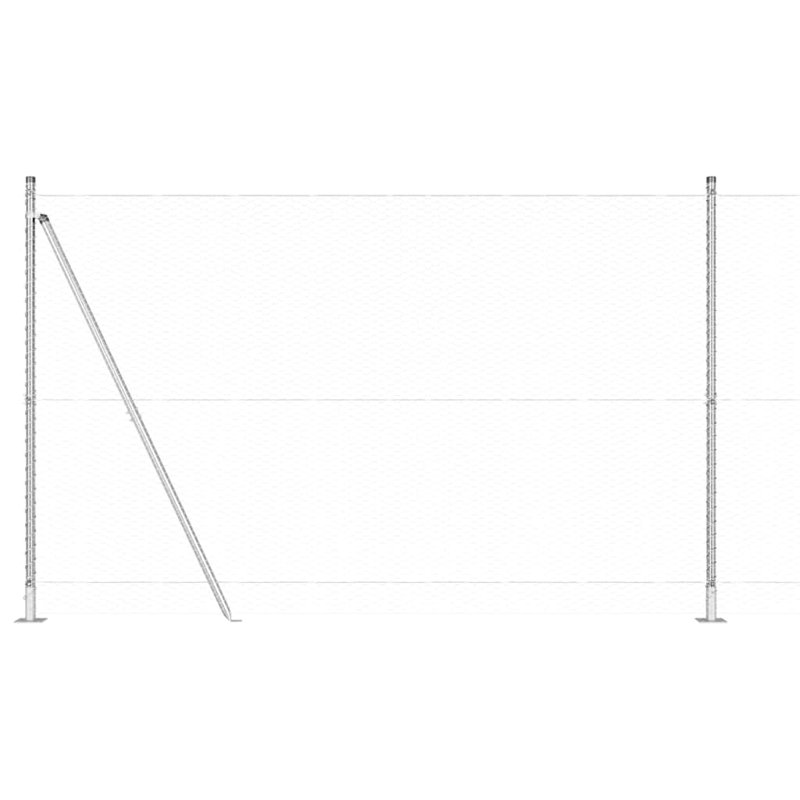Vidaxl Fence With Posts PVC-Coated Steel, Silver, 140cm H x 1000cm W x 3.2cm D