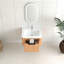Armoire de salle de bain flottante murale pré-assemblée de 24 po en noyer avec cuve en céramique blanche, bord arrondi, tiroir à fermeture en douceur naturel noyer, rangement-1805380156