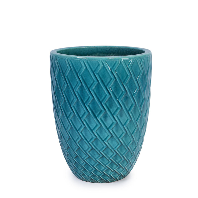 High quality ceramic flowerpot, Cyan