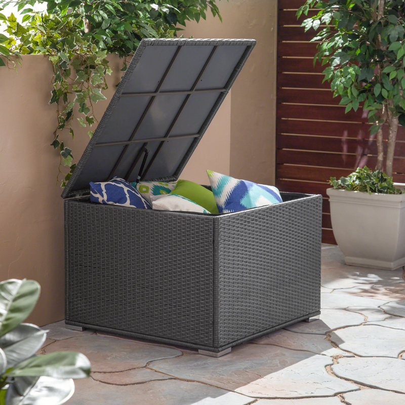 Grey Patio Storage With Solid Iron Frame, 32.52 In. Depth X Width 23.9 Height, Outdoor Feature Frame In , In., Enhancement