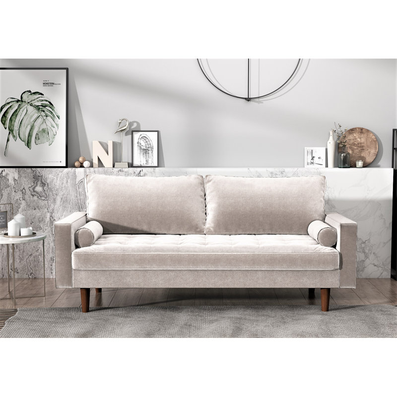 Hazen 69.6'' Velvet Loveseat, Beige, 69.6" W