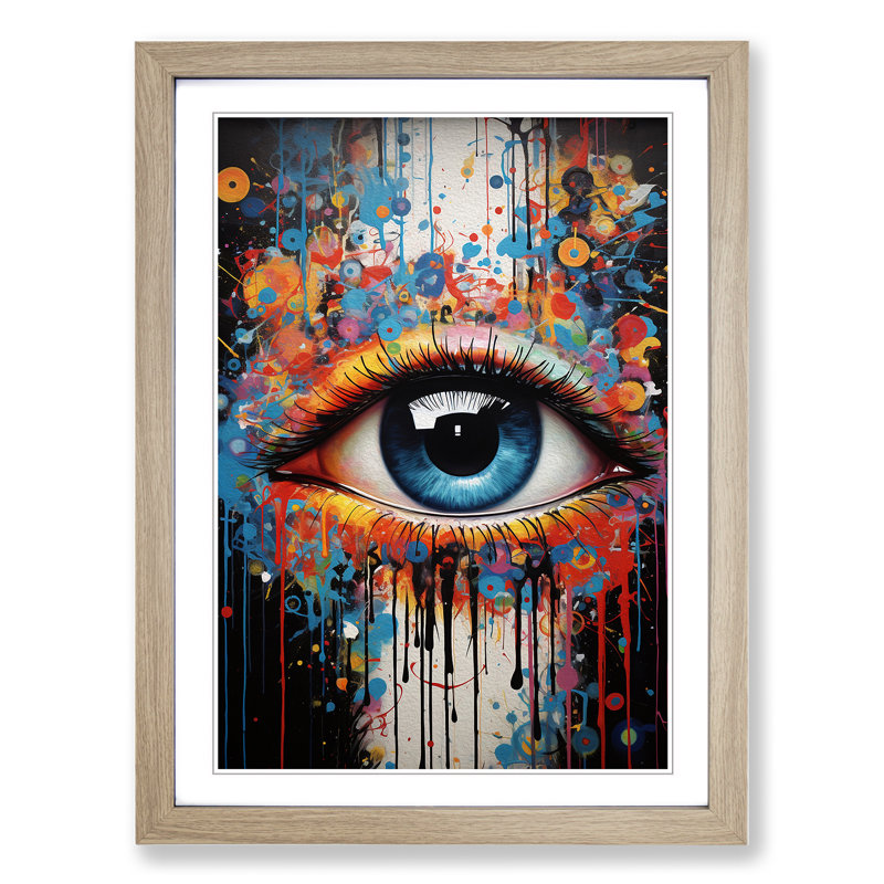 Eye Contemporary - Single Picture Frame Print on Wood, 46cm H x 34cm W x 2cm D, Oak