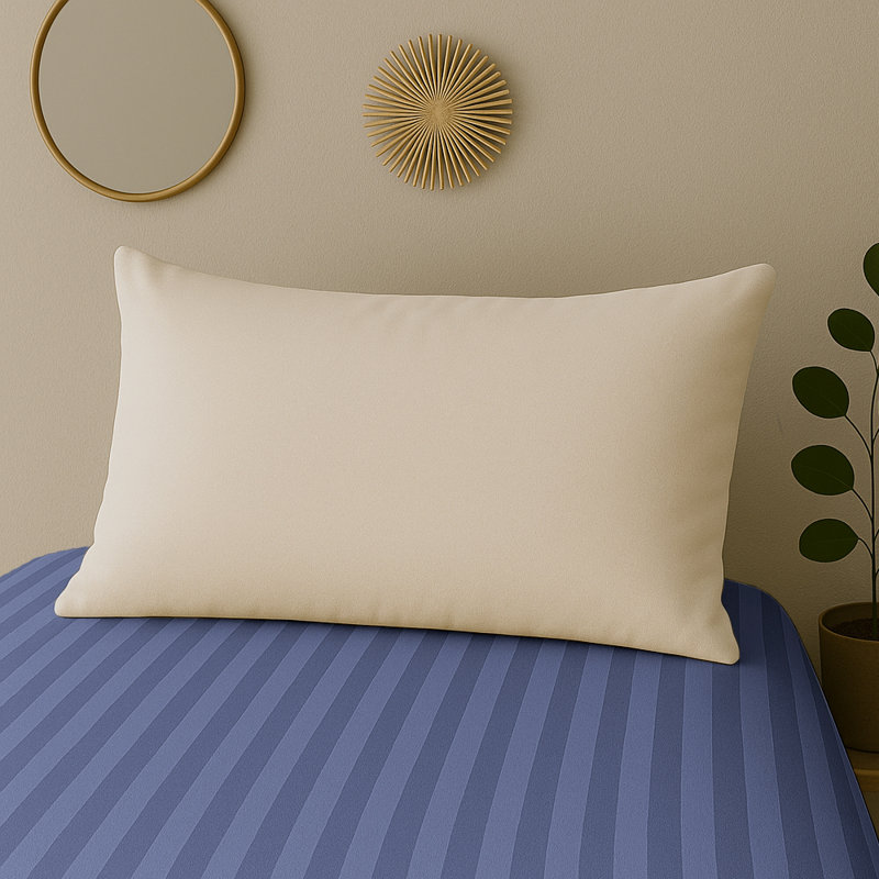 40cm Deep Pocket Microfiber Stripe Fitted Sheet, Single (3'), Washed Blue