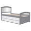 Lit plateforme simple en bois massif avec 6 tiroirs, gris et blanc