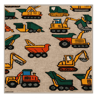 Machine Washable Transportation Brown Area Rug
