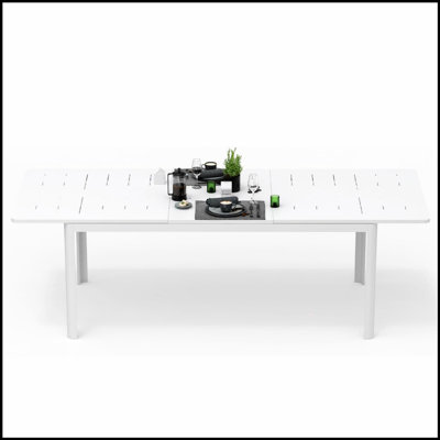 Patio Dining Expandable Table, Metal Aluminum Outdoor Table for 6-8 Person, Ideal for Porch, Lawn, and Garden