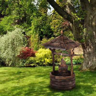 Outdoor Wood Weather Resistant Sculptural Fountain