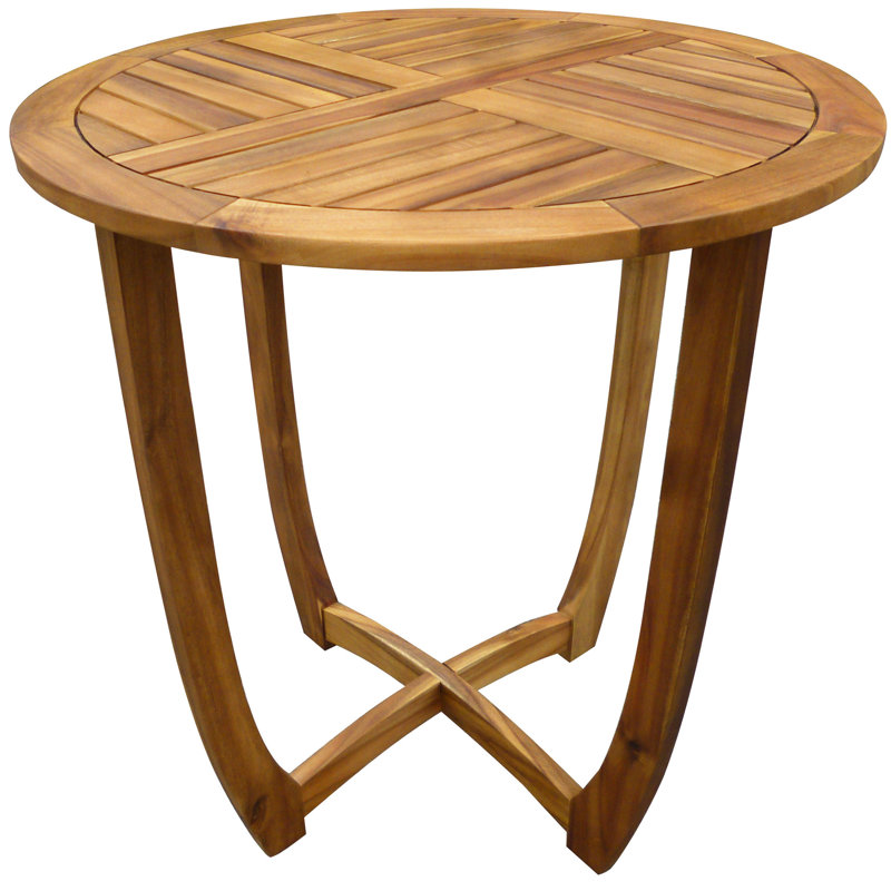 Rustic 27.5" Wood Table - For Outdoor Bistro With Slat Design Enhancing Look