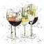 Beaux verres à vin - reproduction de cuisine encadrée illustrative
