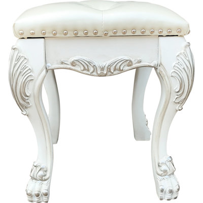 Bone White Finish Vanity Chair Ii - 220lb Weight Capacity, 21" Seat Width, 17" Depth, Construction Sophisticated Design