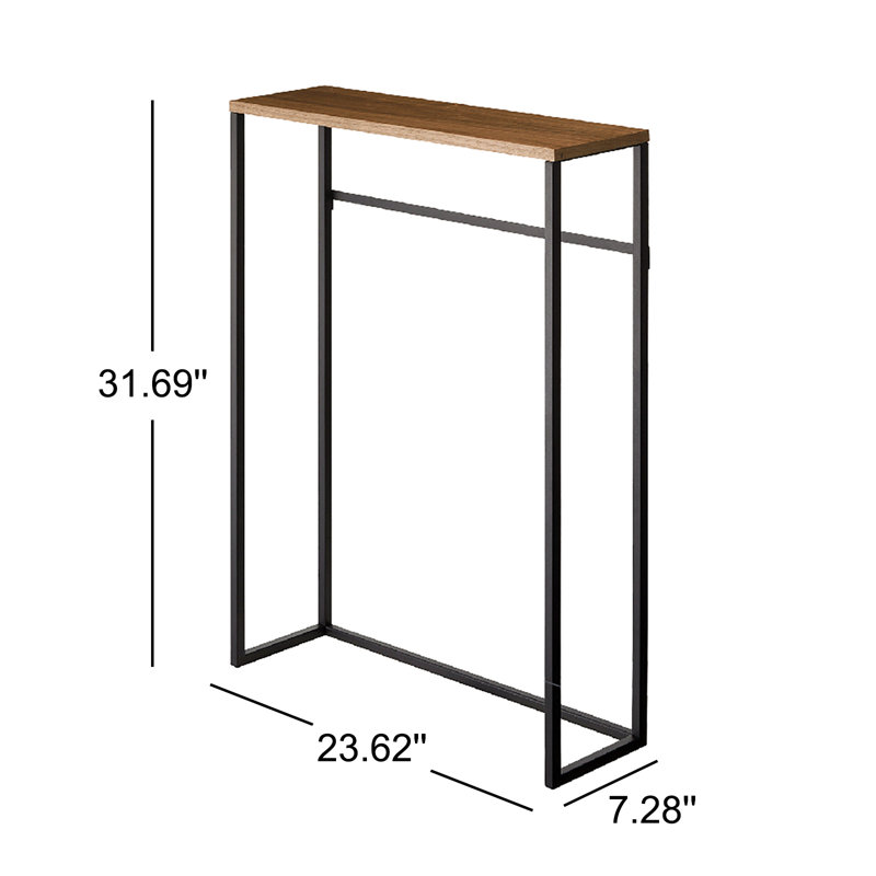 Yamazaki Home Tower Modern Slim Console Table, Metal And Wood Skinny Hallway Table, 32" - Steel, Black