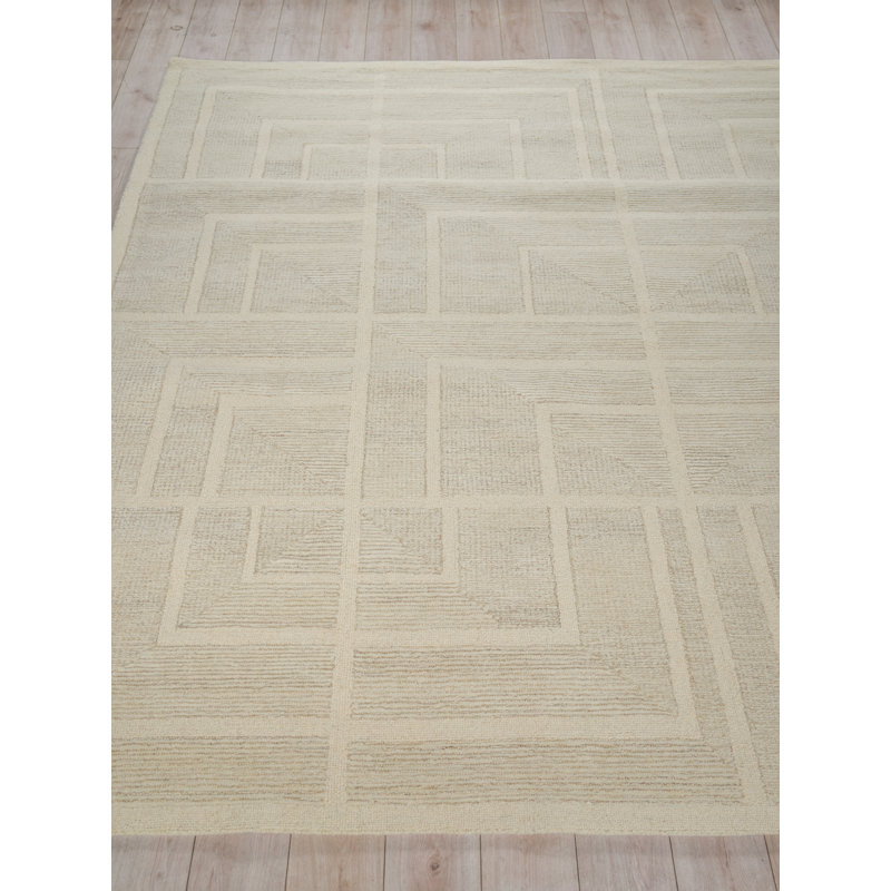Maddox hand-tufted New Zealand Wool Ivory Area Rug, Light Beige/Ivory, Rectangle 8' x 10'