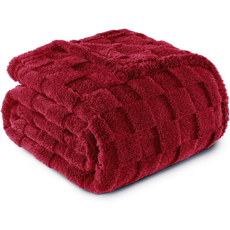 Machine Woven Heated Throw Blanket, Red