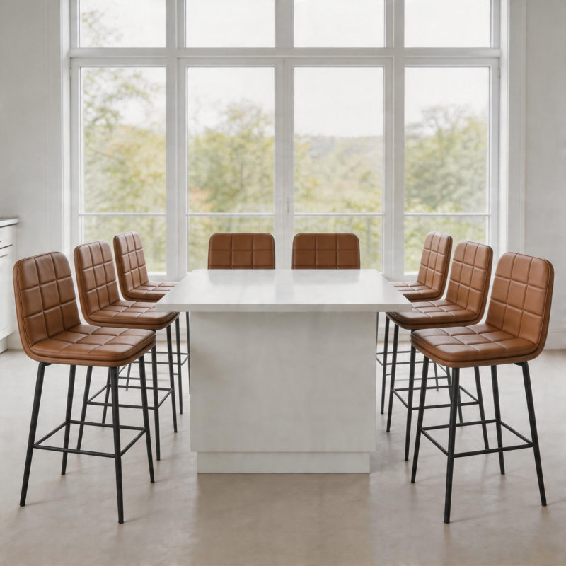 High-End Counter Height Kitchen Bar Stools, 8, Yellow