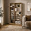 Ensemble de bibliothèque en chêne naturel composé de 2 pièces avec étagères ouvertes, idéal pour des solutions de rangement modernes et efficaces à la maison.