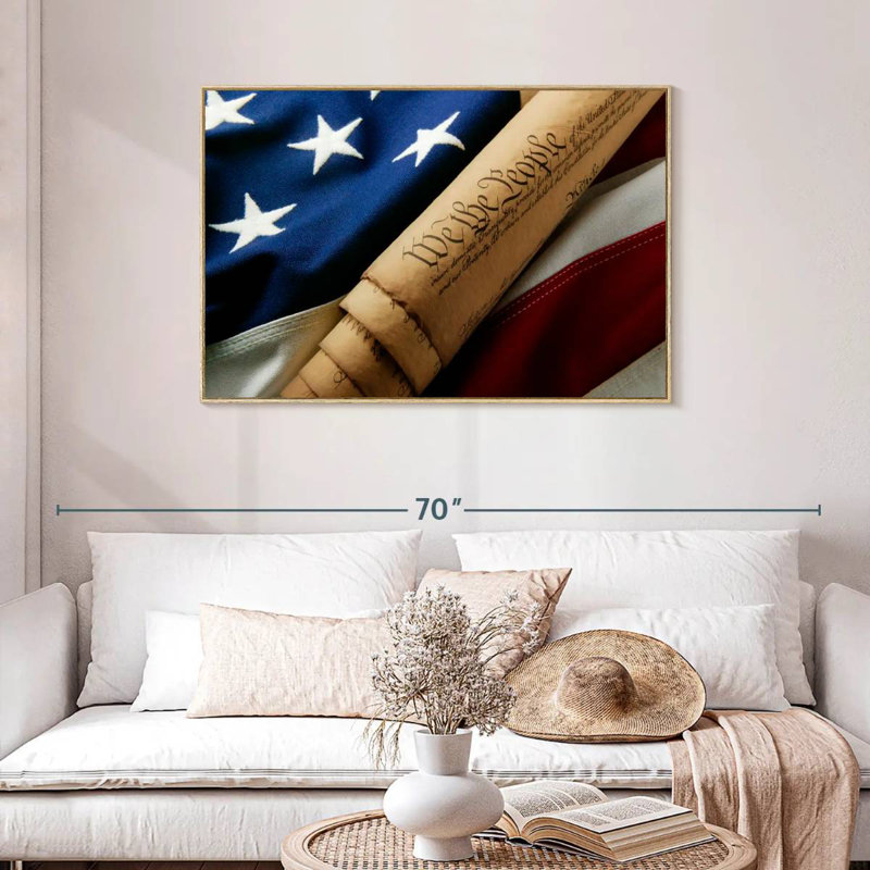 Liberté américaine, Cadre flottant en bois naturel, 43 po x 29 po