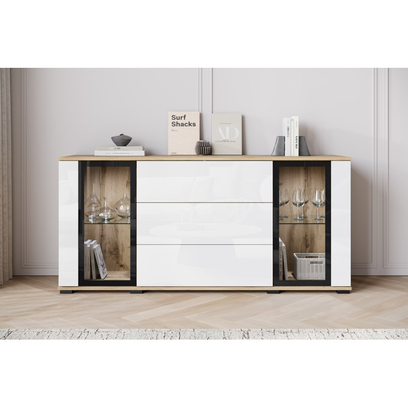 Demicah Laminate 3 - Drawer Rectangle Accent Chest, Brown/White