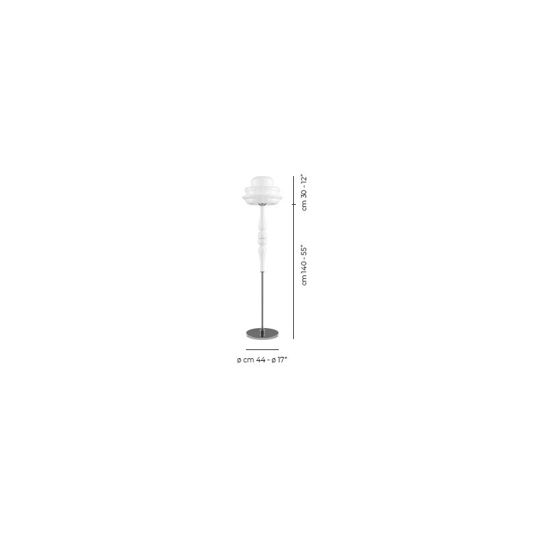 Novecento Floor Lamp White Striped Glossy Chrome E26 Ul, White Striped