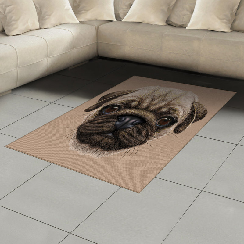 Pug High Density Long Fiber Poly Threads Decorative Area Rug Carpet, Rectangle 4' x 5'8"