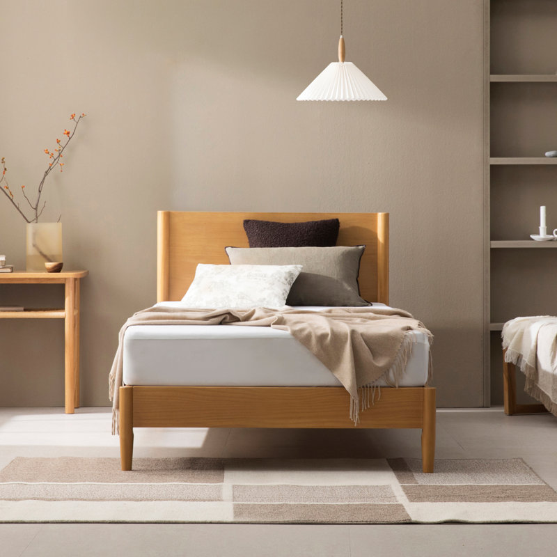 Whitman Low Profile Mid-Century Modern Platform Bed, Twin, Brown