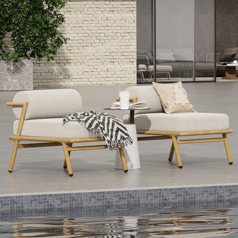 Chaises longues confort pour patio, ensemble moderne de 2 pièces en fer