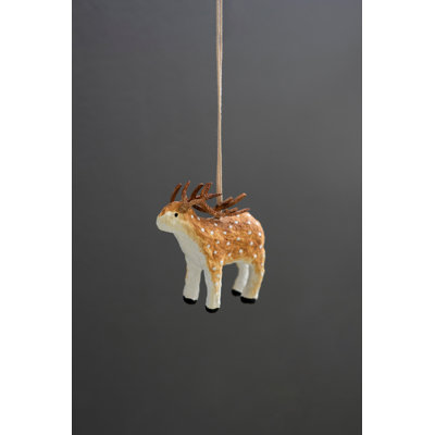 PAPER MACHE DEER CHRISTMAS ORNAMENT